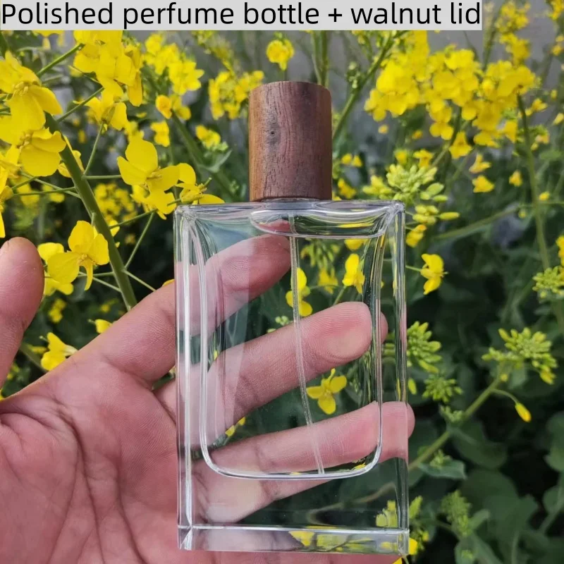 

6pcs 30/50ml Empty Premium Perfume Bottle Wood Cap Exquisitely Polished Glass Bottle Thick Bottom Crimp Nick Empty Spray Bottle