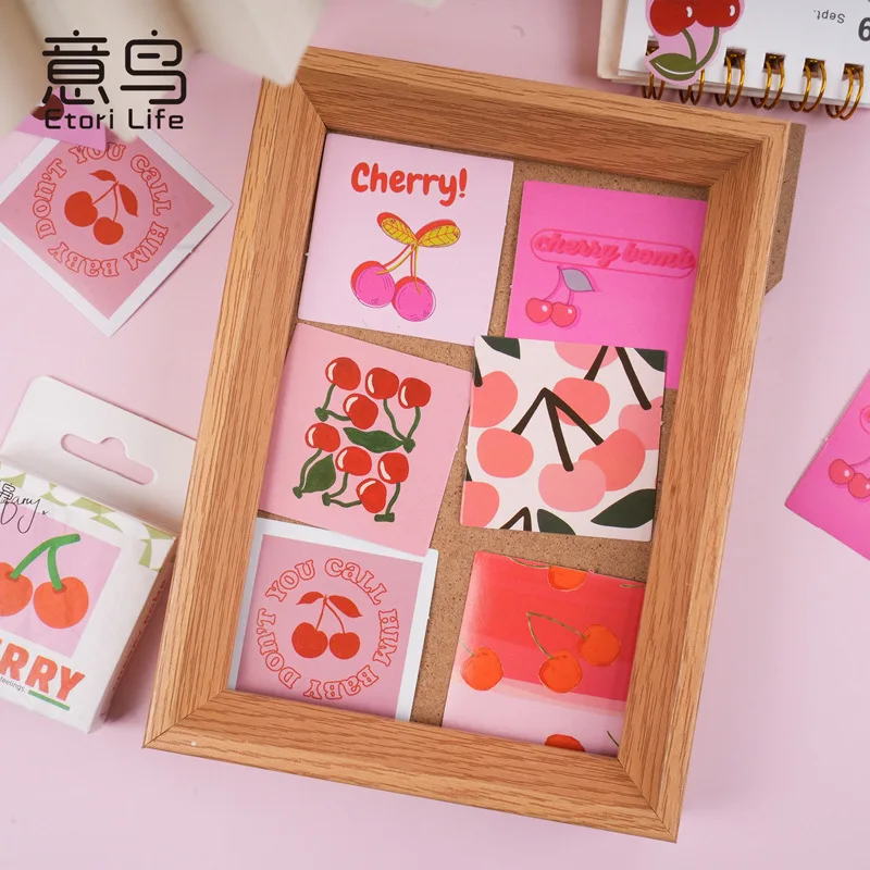 Etori Life 46Sheets Cherry Bomb Children Sticker Student Stationery Sticker Notebook Hand Account Sticker Mobile Phone Sticker