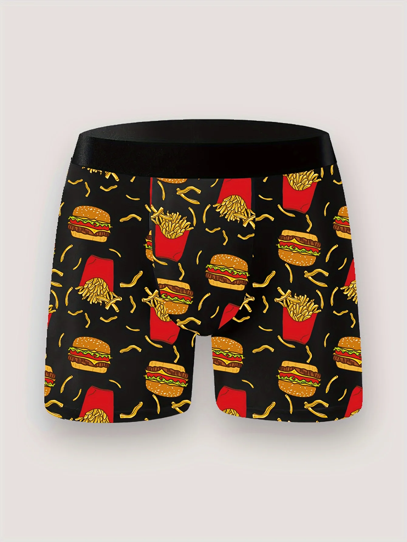 Men's Hamburger Pizza Series Printed Boxer Briefs Men's Shorts Sports Briefs Beach Swim Briefs Valentine's Day New Year Gifts