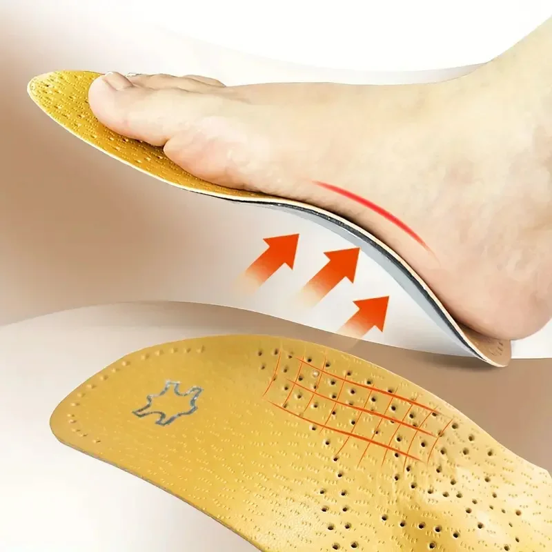 1 Pair Leather Orthopedic Insoles Orthotic Arch Support Instep Flat Foot Shoe Pad Fit In O/X Leg Corrected Insert