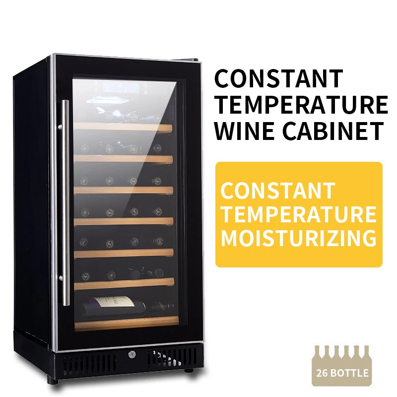 220-240V Wine cooler 80L thermostatic single door wine cooler, air-cooled household Wine refrigerator, beech shelf H28BD