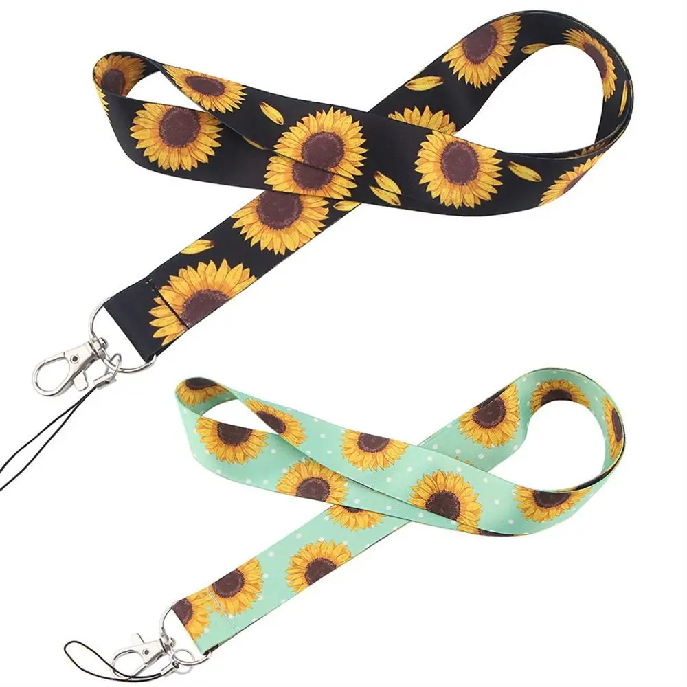 Phone Lanyard Phone Hang Rope Webbings Ribbon Plant  Neck Straps Phone Hang Ropes Sunflower Phone Lanyard Mobile Phone Strap