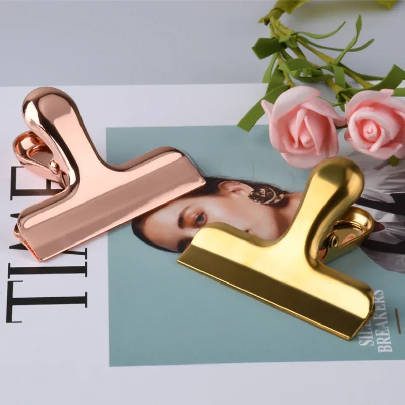 Beautiful Spring Clips Luxurious Rose Gold Metal Clip Paper Organizer Student Teacher Stationery School Office Supplies