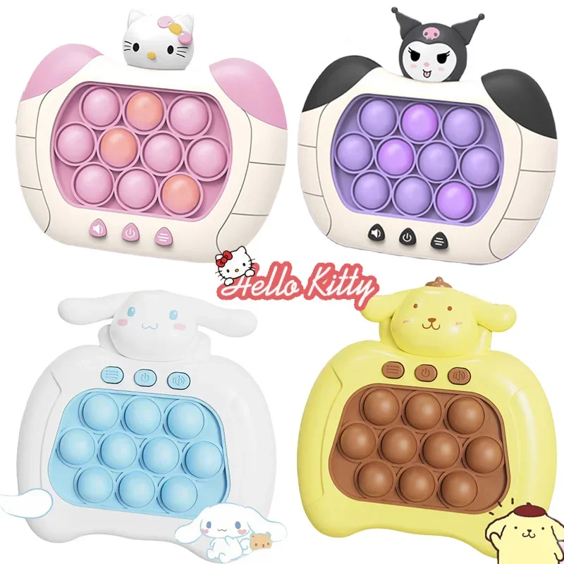 Sanrio Hello Kitty Quick Push Game Handheld Console Press Fidget Toys Bubble Light Up Pushit Kids Adults Birthday Christmas Gift