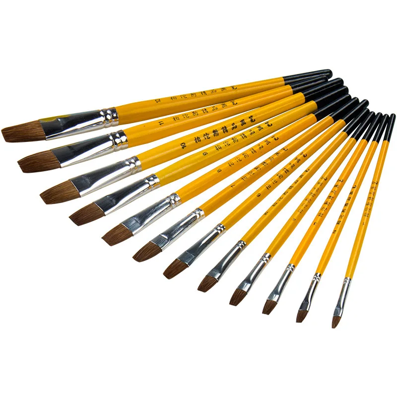 

Borrence Artists Paint Brush Set Acrylic Watercolor Round Pointed Wolf Tip Hair Multifunction hook line short pointed Pen
