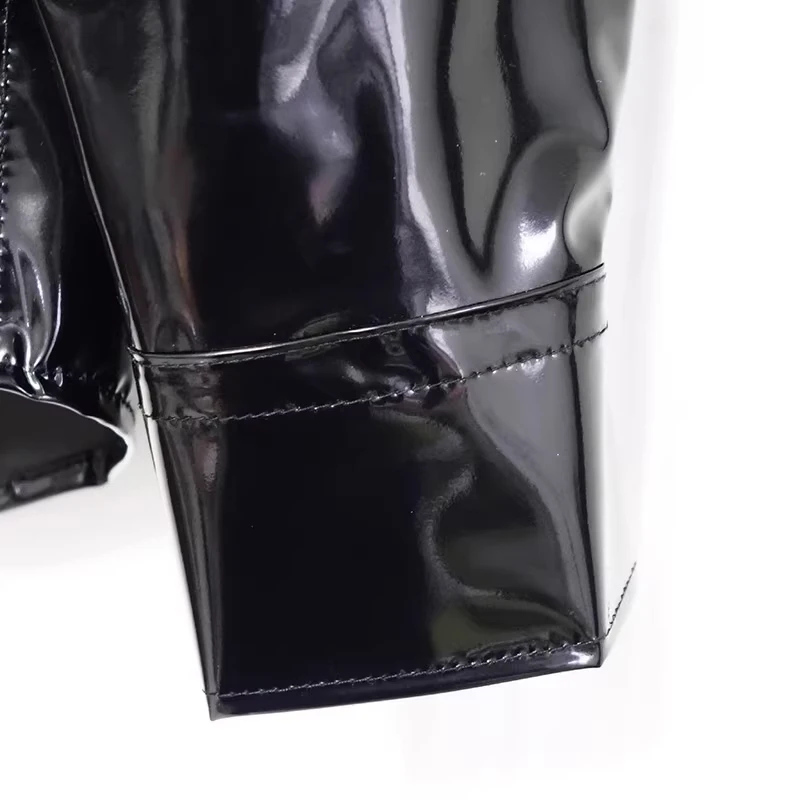 Fetish Black PVC Plastic Shirt Button Long Sleeve Blouse Soft Smooth Silent Waterproof Coats Private Party Nightclub Tops