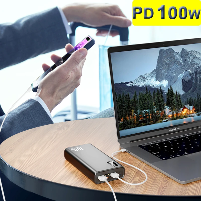 

Pd 100w Laptops Powerbank Fast Charging 25000mah Portable External Battery Charger Tablet Power Bank Laptop For Iphone Samsung