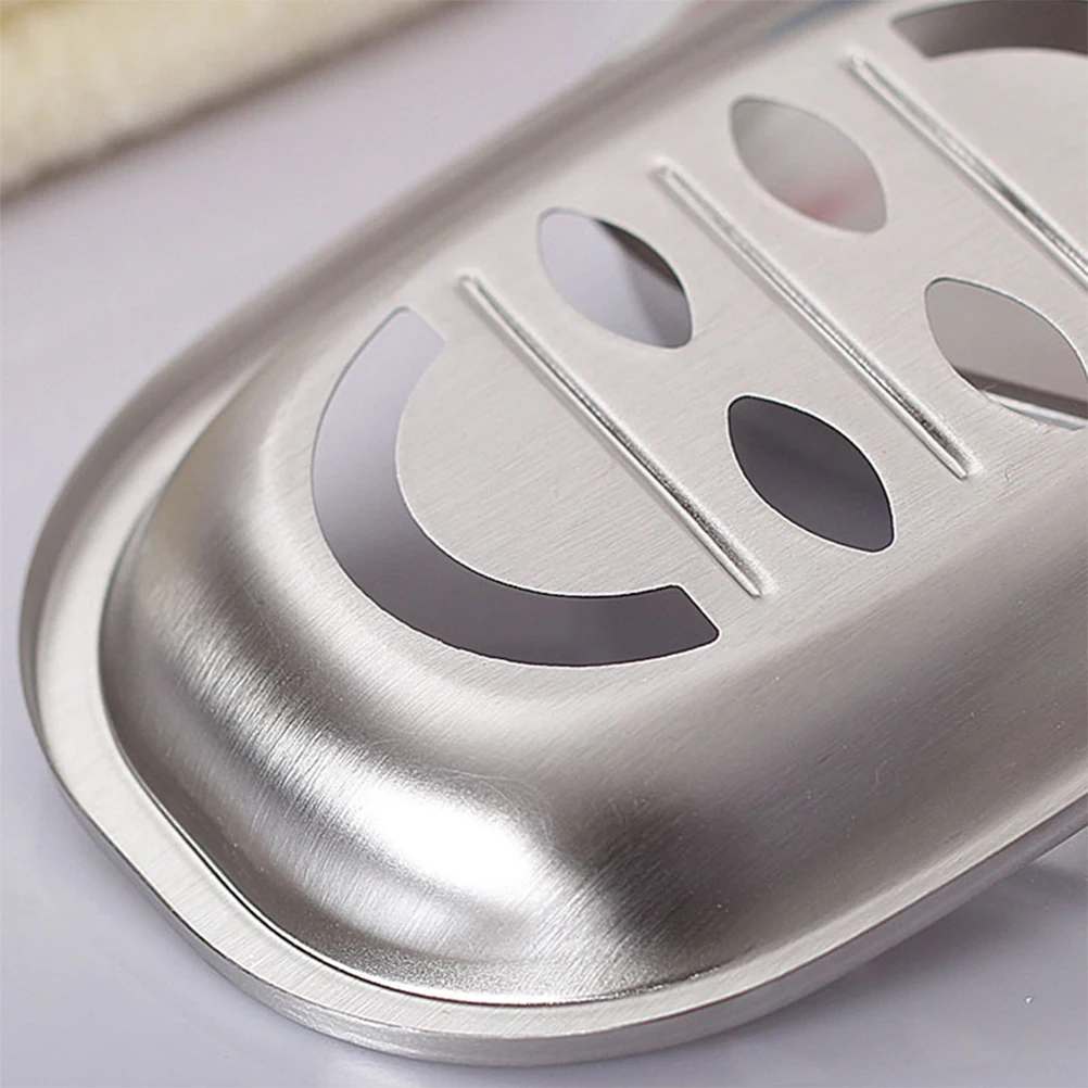 

2 Pcs Stainless Steel Soap Dish Oval Holder Double Draining Case Tray Drainer Removable