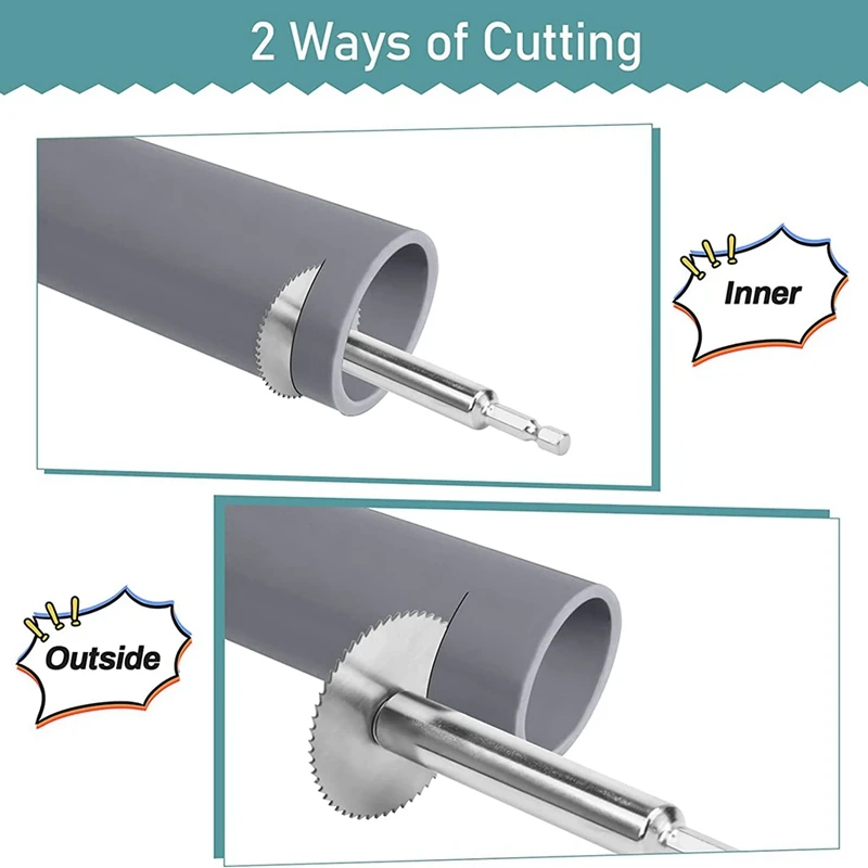 PVC Pipe Inside Cutter, With 4Pcs Saw Blades,Plastic Pipe Cutter With 1/4 Inch Hexagonal Rod