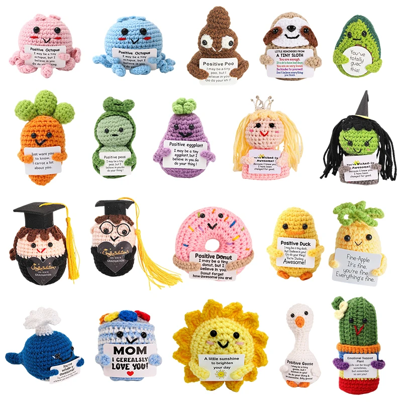 Crochet Positive Energy Doll Pocket Hug Mother's Day Gifts 2026 Handmade Knitted Ornament Handmade Crochet Doll Graduation Gifts