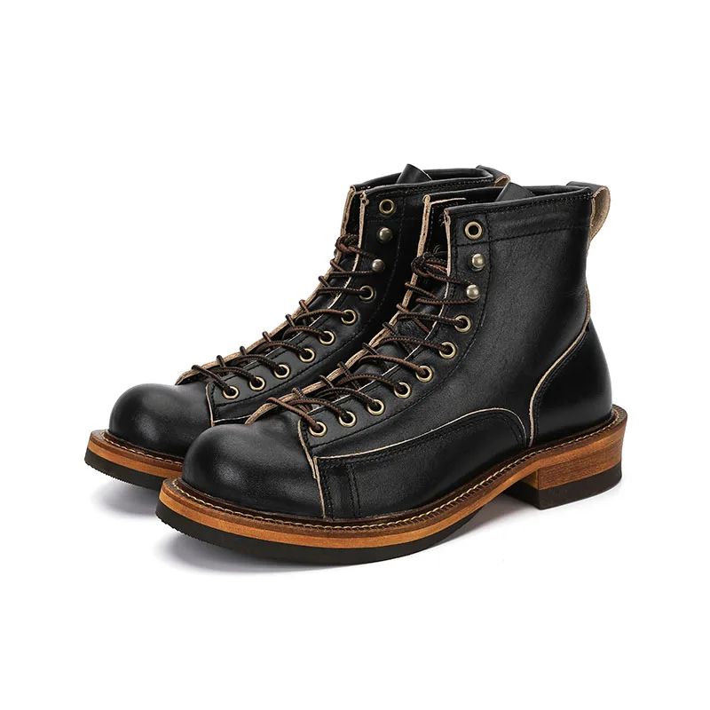 

Autumn Riding Boots Men's British Leather Black Trendy High-top Work Shoes Cool Boy All-match Must Get