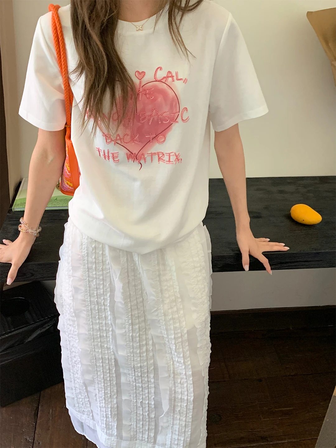 

Pink Heart Design Loose Fit ort Sve T-irt Women's Summer 2025 New Sle Casual Versatile Top for plus Size