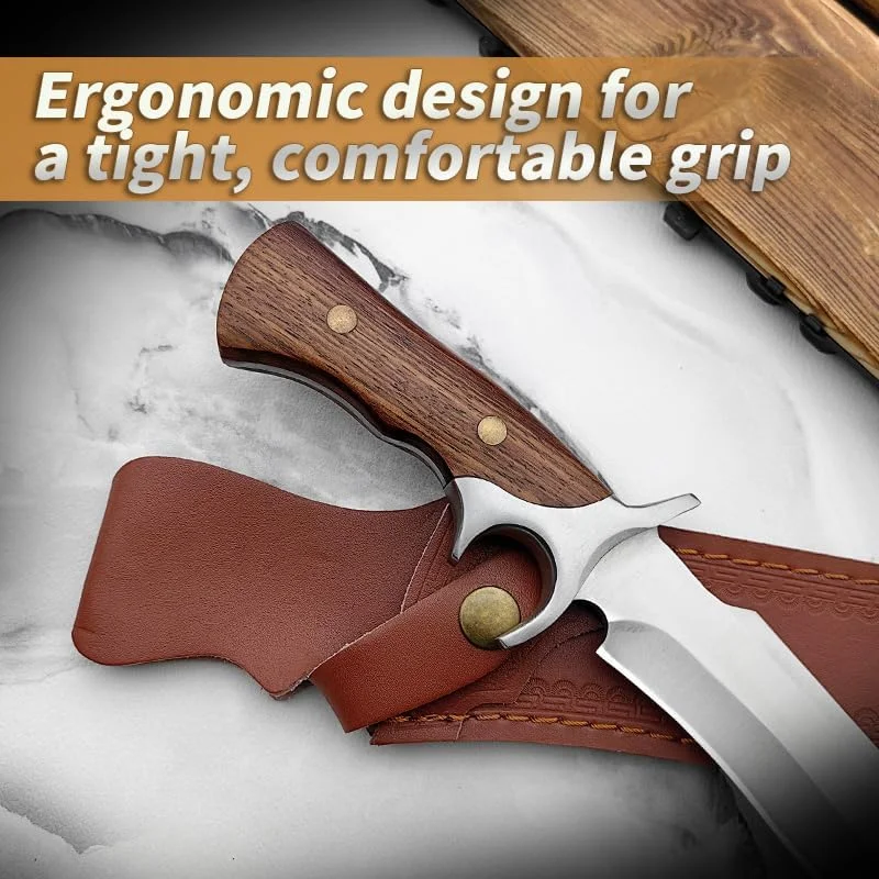 Outdoor Pocket knife M390 steel Fixed blade knife with Leather Sheath Butcher Meat Cleaver for Outdoor Camping BBQ view 4