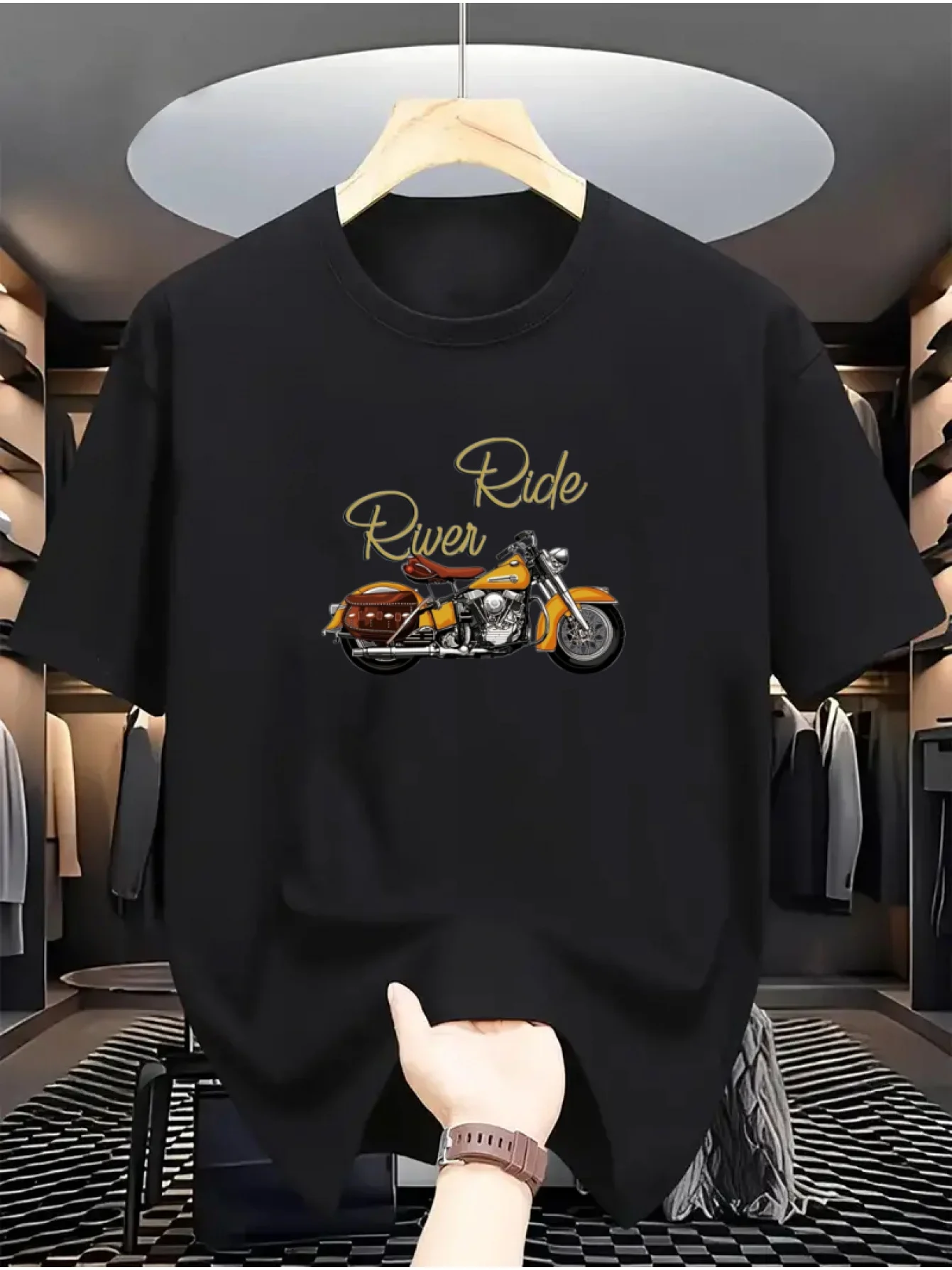 

Motorcycle Graphic Printing Summer Autumn Winter Luxury Brand Pure Cotton Men's and Women's T-shirt Short Sleeve Outdoor Sports