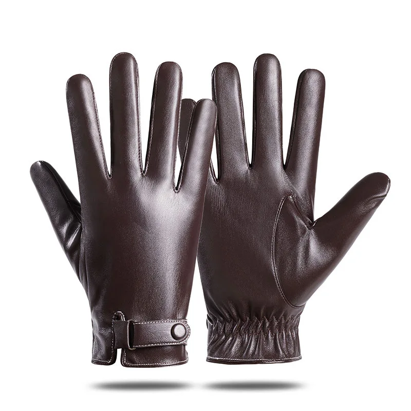 

Winter Gloves Men Sheepskin Leather Gloves Outdoor Sport Warm Wool Lined Vintage Daily Dress Driving Motorcycle Gloves