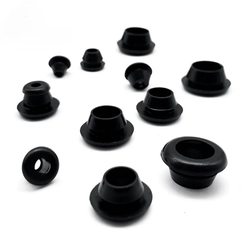 Black 3mm-50mm Rubber Snap-on Grommet Hole Plugs End Caps Bung Wire Cable Protect Bush