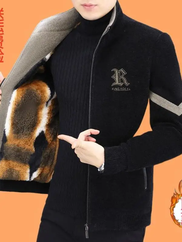 

Удобная мужская зимняя шерстяная куртка с воротником-стойкой, утепленная флисом, укороченная, универсальная, стильная, молодежная, модная верхняя одежда