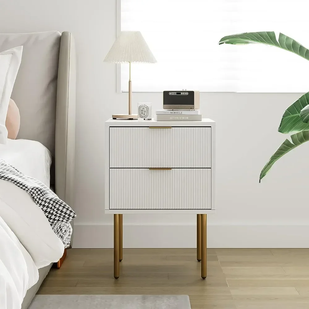 Mid-Century Gold Nightstand for Living Room Easy to Use Reinforced Frame Modern Design Stable Structure Long Lasting
