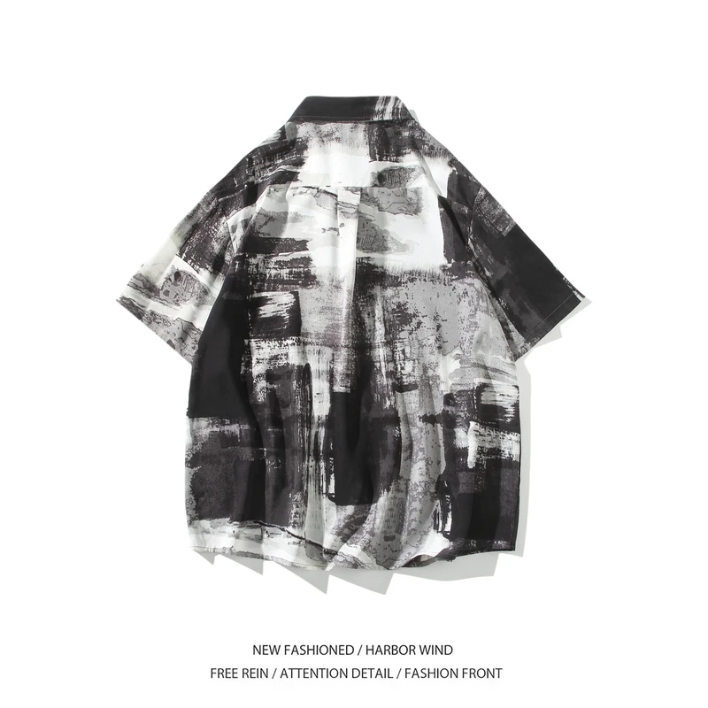 Men Short Sleeve Tie Dye Beach Shirt Summer Casual Loose Fit Oversized Comfortable Breathable Trendy Streetwear Vacation Fashio