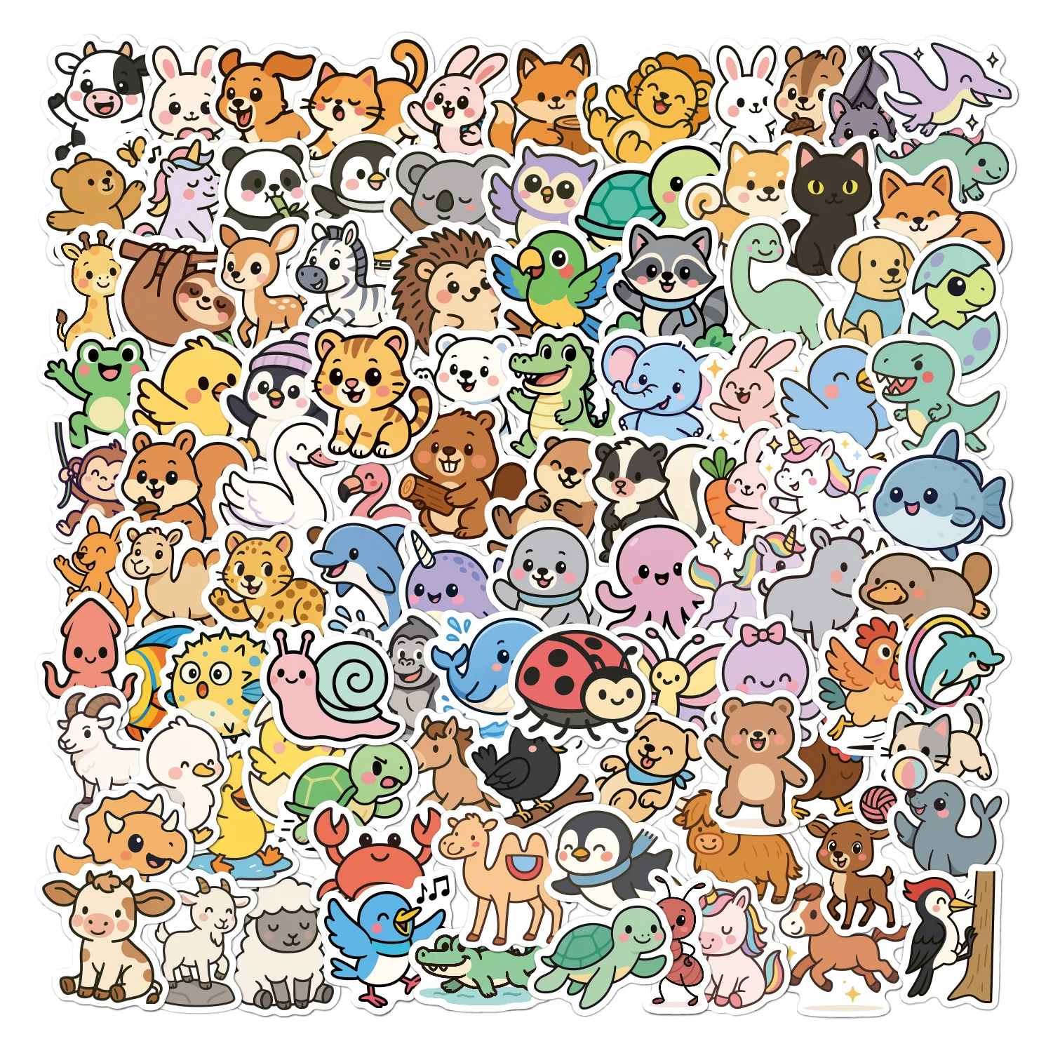 Small Animal Stickers Thick Outline Kawaii Waterproof Vinyl for Water Bottle Computer Notebook Gift Decor