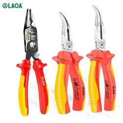 LAOA Insulated Pliers VDE 8 Inch Bent Nose Plier Needle Nose Plier High Voltage Resistance 1000V Wire Cutter Cable Cut Stripper