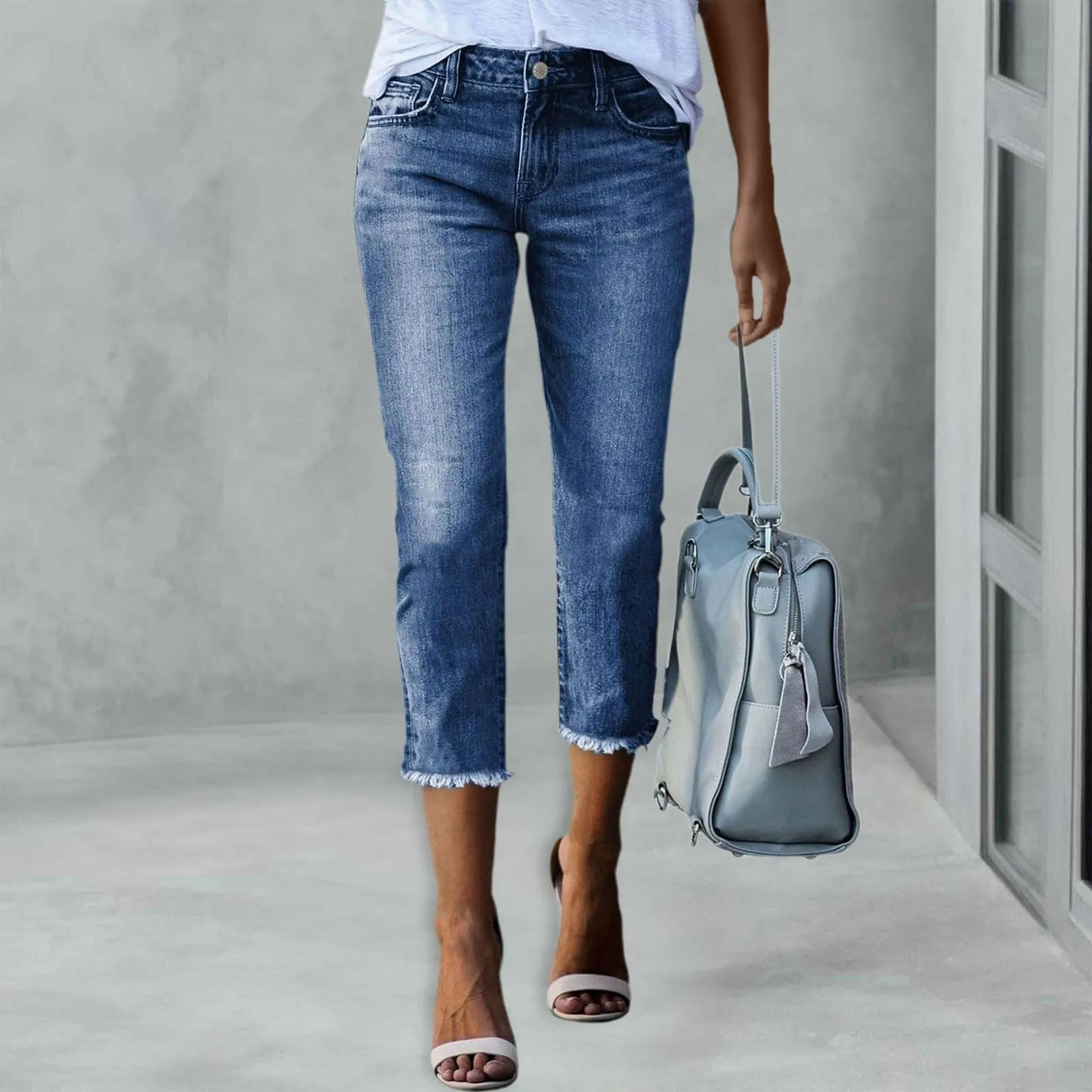 

Женские модные облегающие рваные модные джинсы, летняя уличная одежда, повседневные потертые эластичные джинсовые брюки