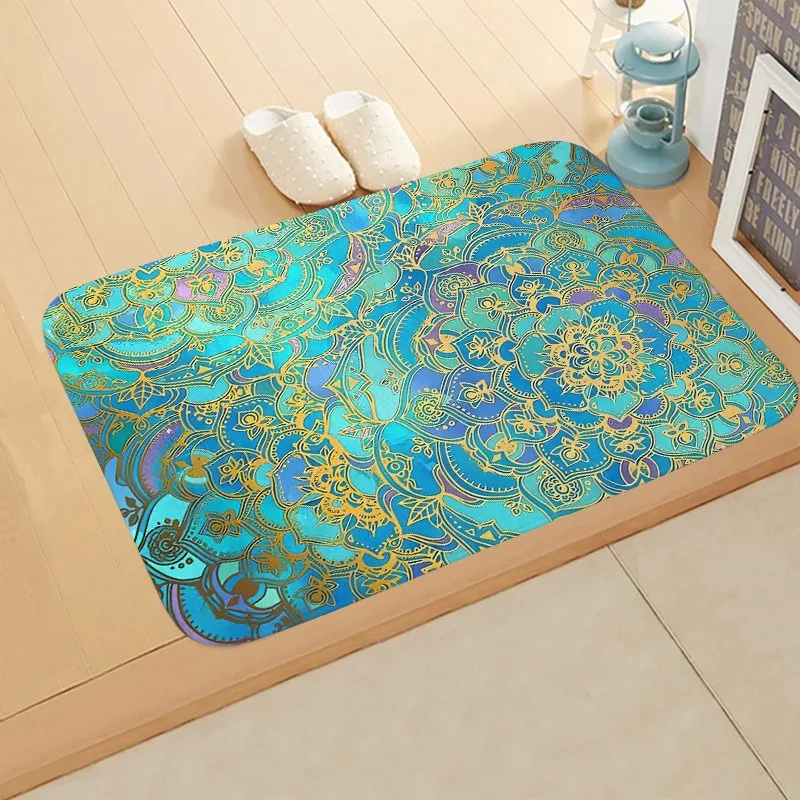 Mandala printed floor mat bathroom door absorbent mat home decoration bedroom living room entrance door carpet