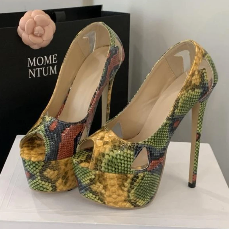 

Сексуальные женские туфли на высоком каблуке с открытым носком, дизайнерские тонкие высокие сандалии 16 см, женские цветные брендовые туфли для банкета и вечеринки, женские туфли-лодочки