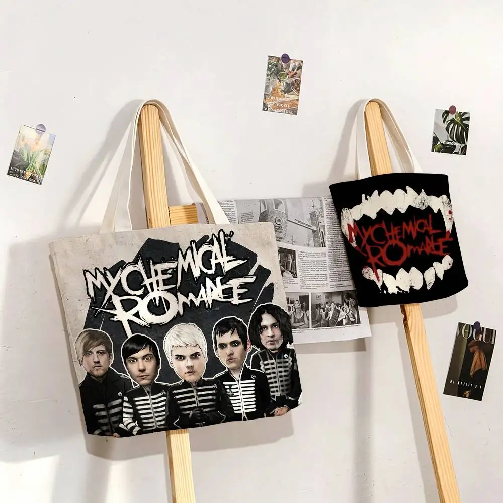 MCR Fan Icon My C-Chemical Romance   Printed Canvas Tote Bag Shoulder Bag Commuter Mommy Shopping Bag