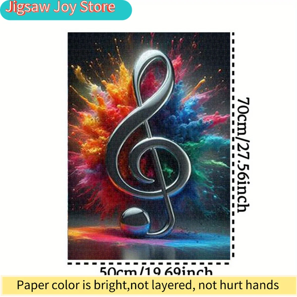 

1000pcs Puzzle - Musical Note & Colorful Splash Design, Large Frameless Jigsaw Pieces for Creative Home Decor, Family Interact
