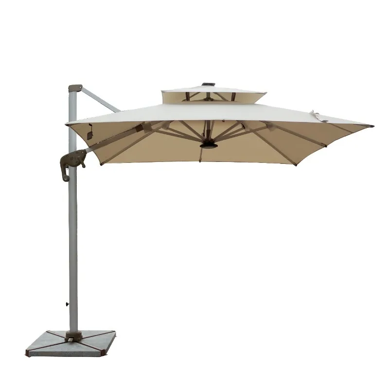 

Aluminum outdoor beach parasol Sun umbrella Large size courtyard folding umbrella Garden furniture with lamp