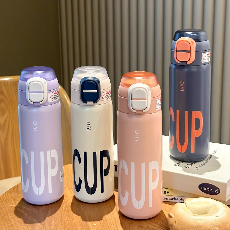 500ml 316 Stainless Steel Insulated Bottle Bouncing Cup Large Capacity Portable Sports Water Cup Student Gift Water Bottle