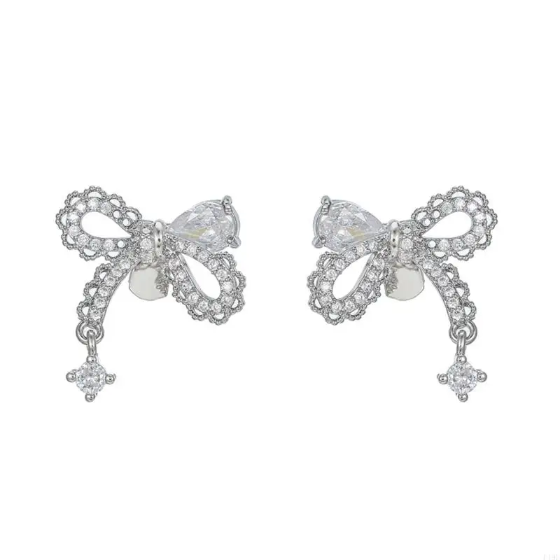 Clip-On Earbud Jewelry for FreeClip 1/2 Earbud Ear Clip, Silver-Tone Butterfly Bows Pair, Dress-Up Charm for Gift Giving F19E