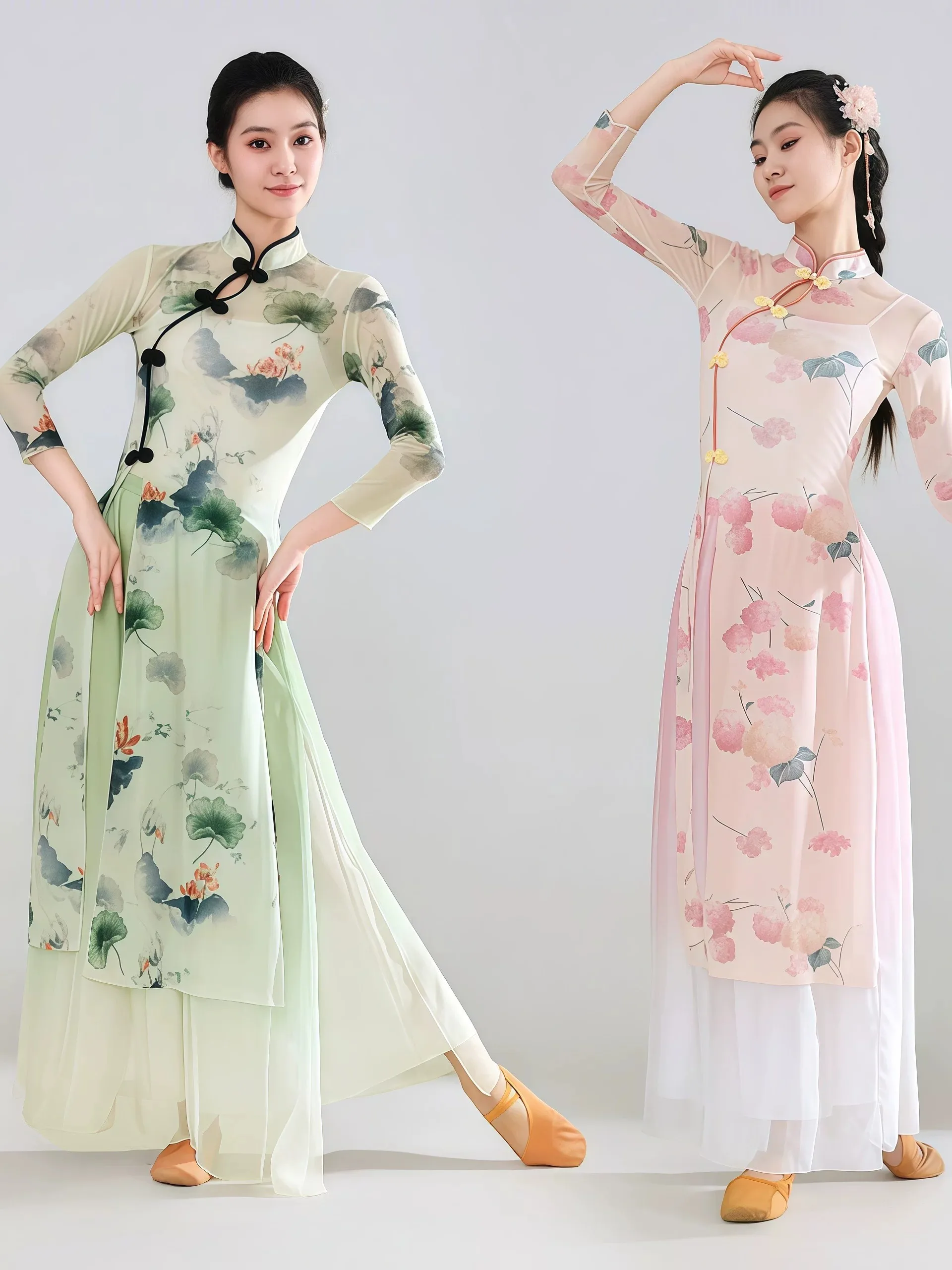 elegant-classical-dance-practice-suit-women's-fluffy-style-dance-costume-breathable-chiffon-material-professional-p