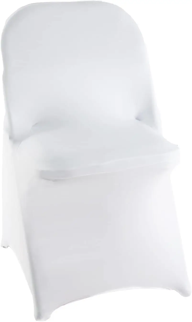 

White Spandex Folding Chair Covers - 10 Pcs Weddding Events Party Decoration Stretch Elastic Chair Covers Good (White, 10)