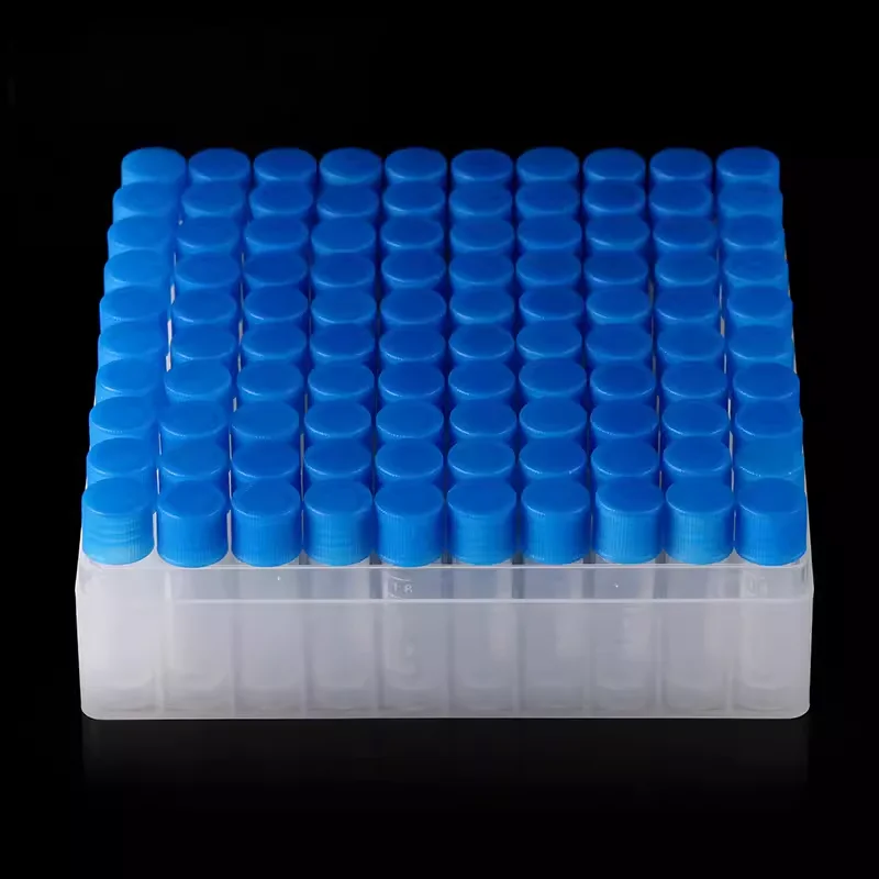 Tube de congélation en plastique à fond plat, flacons CrMongolia en boîte, peut contenir 100 tubes à centrifuger 1.8 100/5ml, boîte de tube de congélation à trous