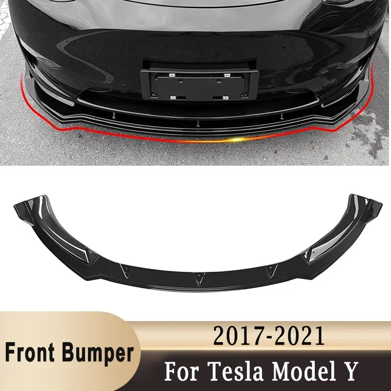 

For Tesla Model Y 2017-2023 Front Lower Bumper Lip Spoiler Car Modification Body Kit Bumper Diffuser Protector Trim Cover