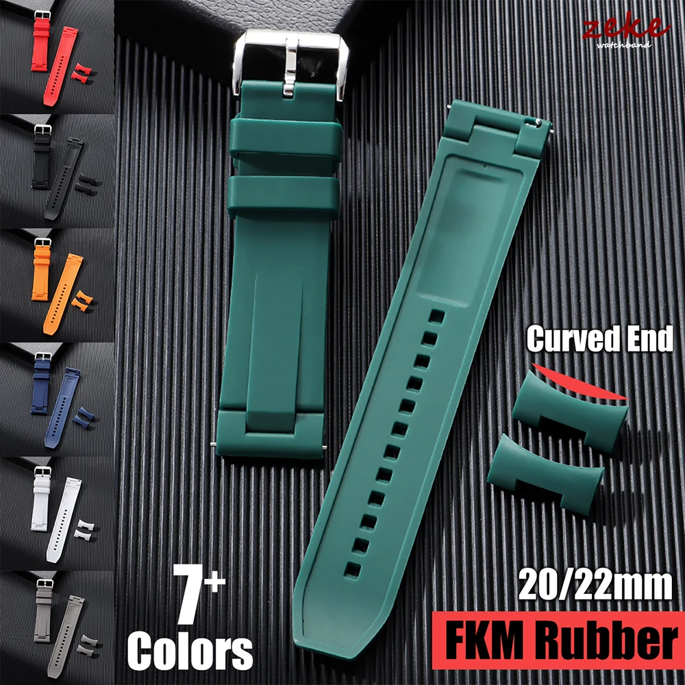 

Резиновый ремешок для часов FKM 20 мм 22 мм, высококачественный ремешок для часов с изогнутым концом для быстросъемного браслета Omega, водонепроницаемый спортивный браслет