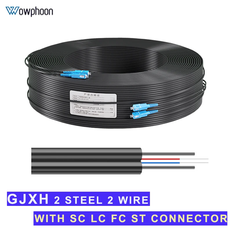 100M 2 Steel Wire 2 Core GJXH SM G657A LSZH Outdoor Fiber Optic FTTH Drop Cable Patch Cord With LC SC FC ST Connector