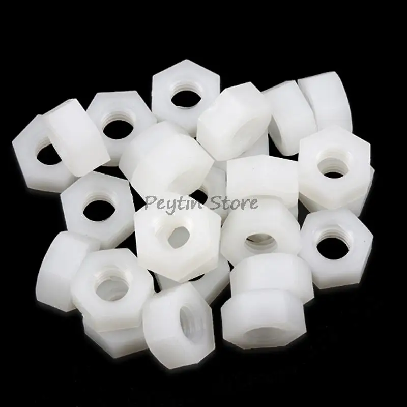 

50Pcs M3 M4 Nylon Hexagon Nut Plastic Nut