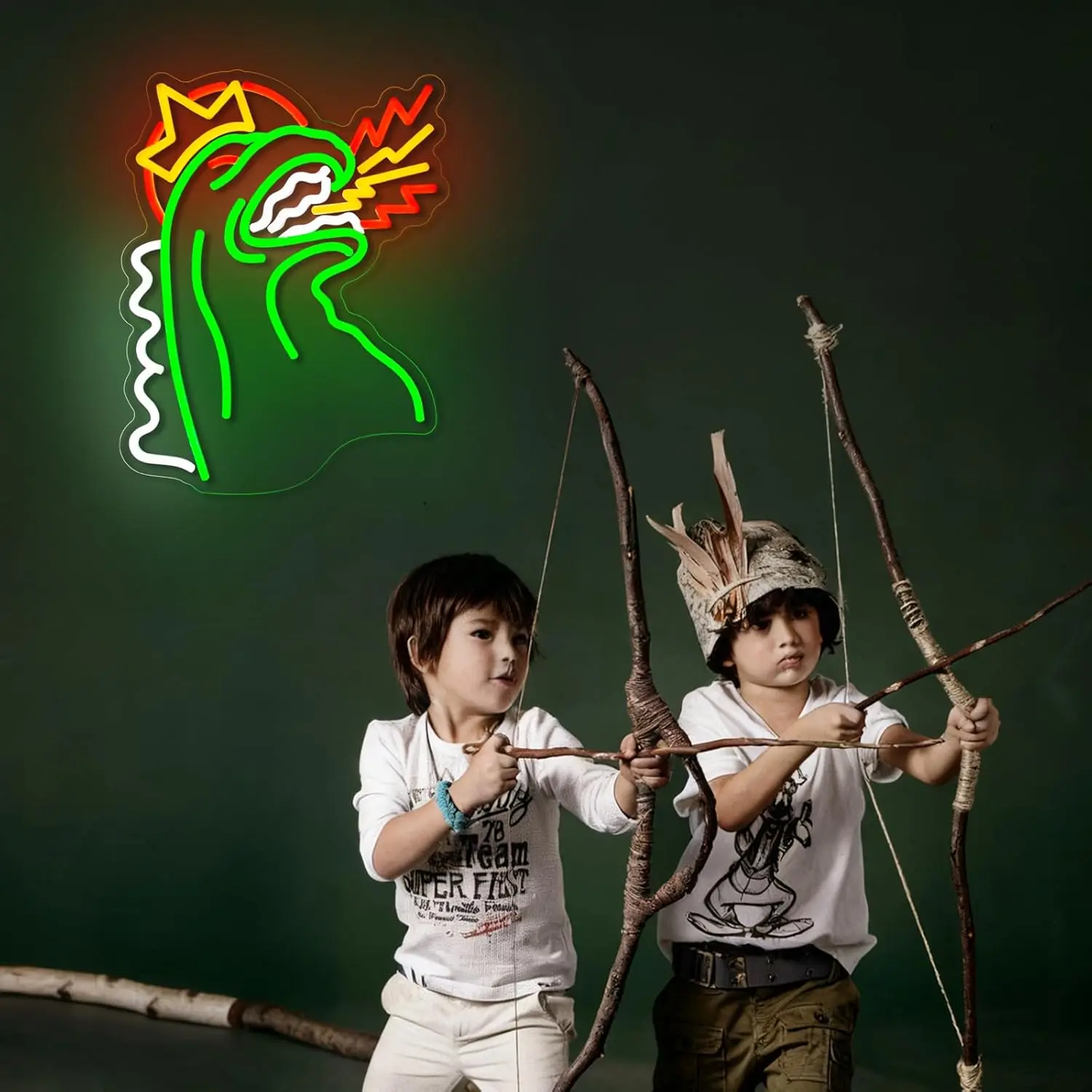 النار التنفس ديناصور النيون تاج ضوء النيون Gragon USB عكس الضوء للبنين غرفة نوم لعبة غرفة تزيين في العطلة هدية الكريسماس #2