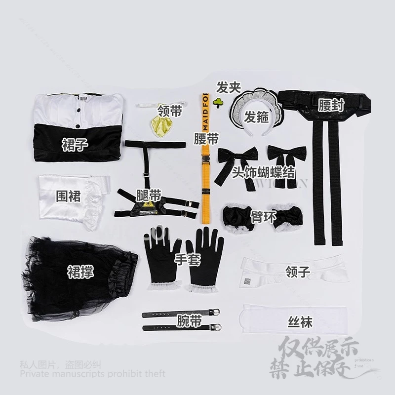 NIKKE-traje de sirvienta blanca de la diosa de la victoria, conjunto de disfraz de Cosplay, peluca, vestido, enagua, accesorios para el cabello, Anime de Halloween