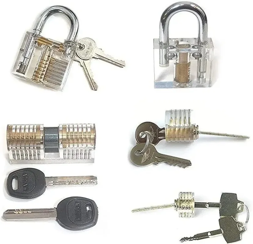 Transparent Practice Lock Door Opener Clear Padlock Visible Cutaway Keyed Padlock Repair Lock FOR Beginner  and Pro Locksmiths