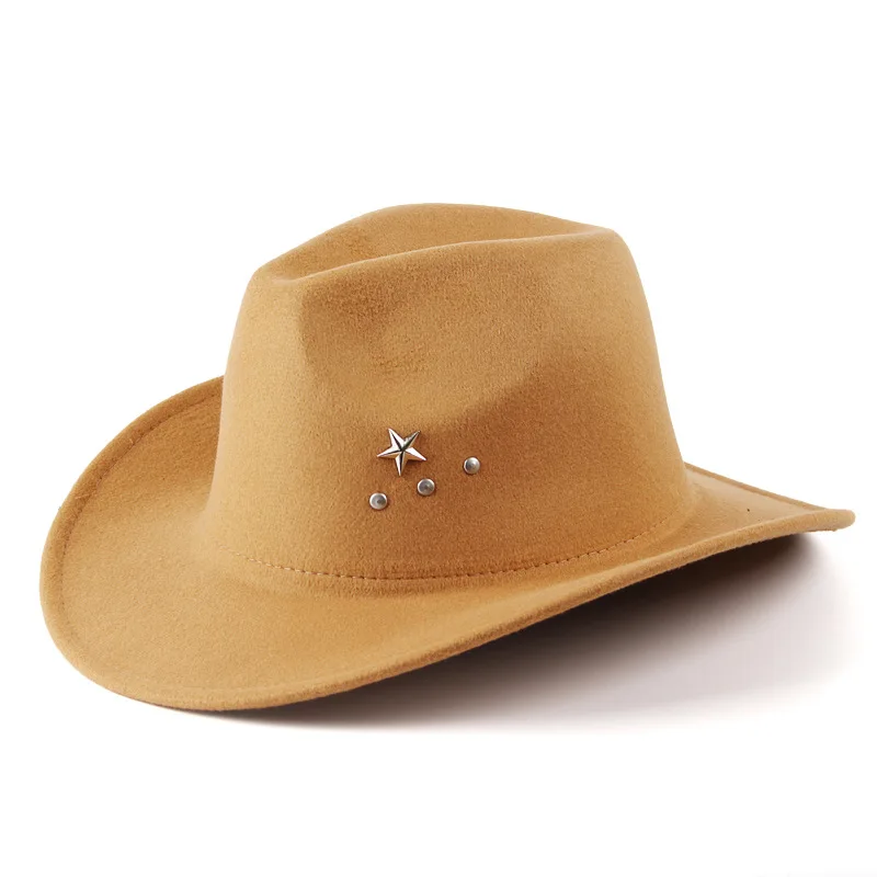 Western-style Cowboy Hats For Men And Women, Autumn And Winter Felt Jazz Hats With Upturned Brims, Custom-made