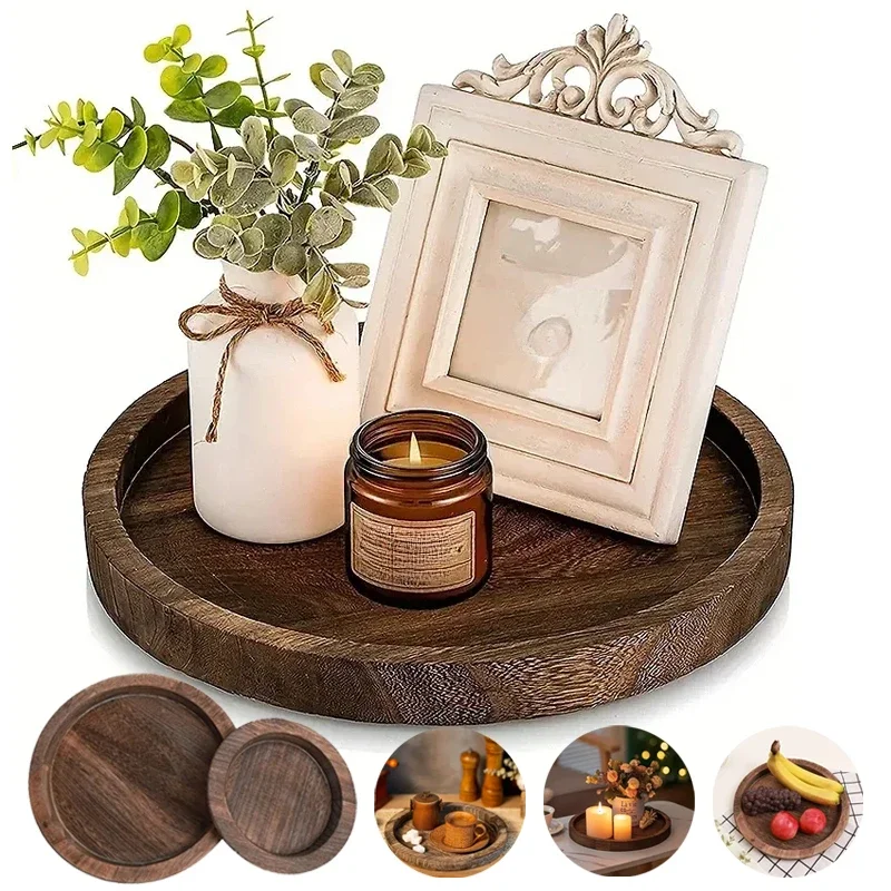 

Wooden Tray Fruit Storage Trays Candle Holder Multi-purpose Tray Lightweight Candle Holder Tray for Farmhouse Kitchen Countertop