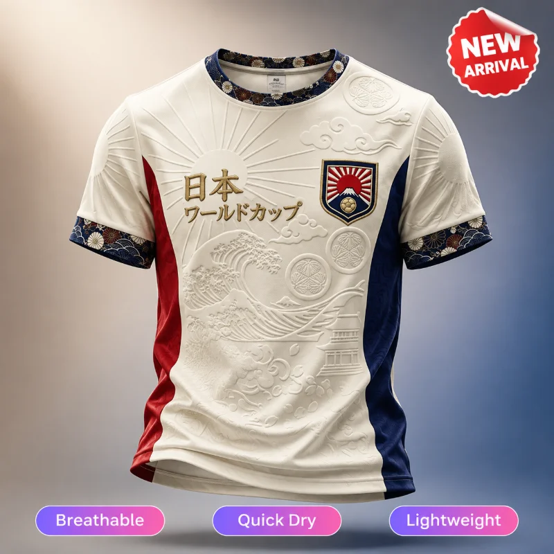 2026 Summer Family Matching Japanese Flag 3D Printed Football Sports Leisure Short Sleeve Quick Drying Training Thin T-shirt