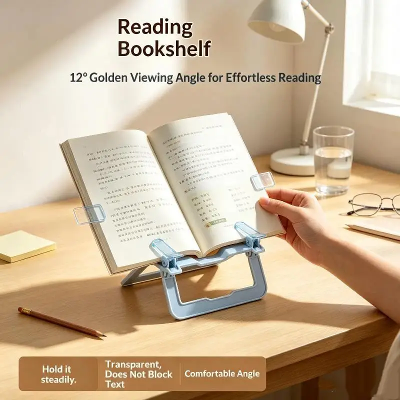 Folding Book Holder Thick High Quality PP Reading Stand Double Head Clamps For Reading Enthusiasts
