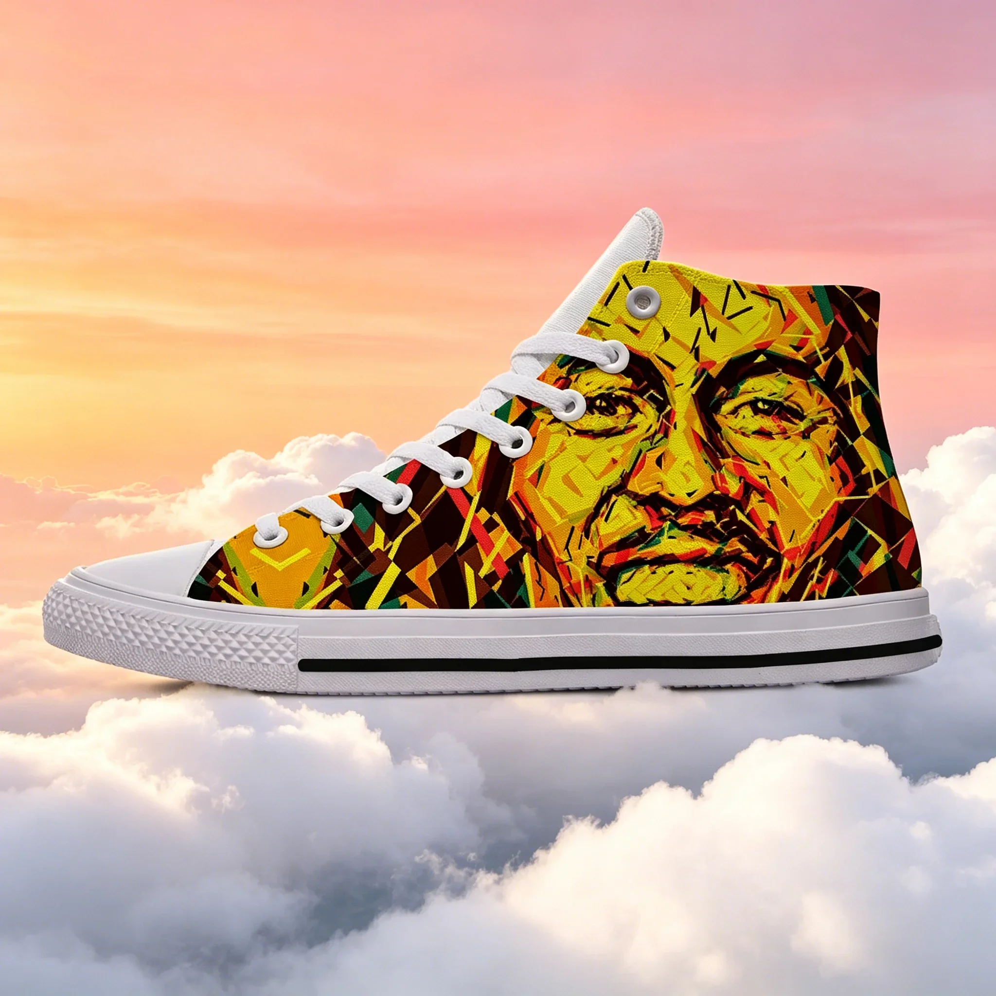 

Bob Marley Pop Culture High Top Sneakers Legend Reggae Artist Print Comfortable Unisex Street Footwear