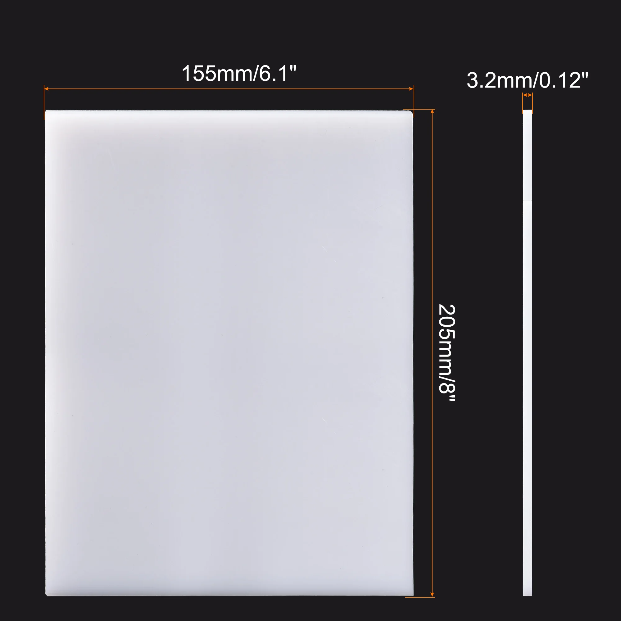 uxcell UHMW Sheet Ultra High Molecular Weight Polyethylene Sheet Hard Plastic Sheet Board 6.1''x 8 '' x 0.12'' White
