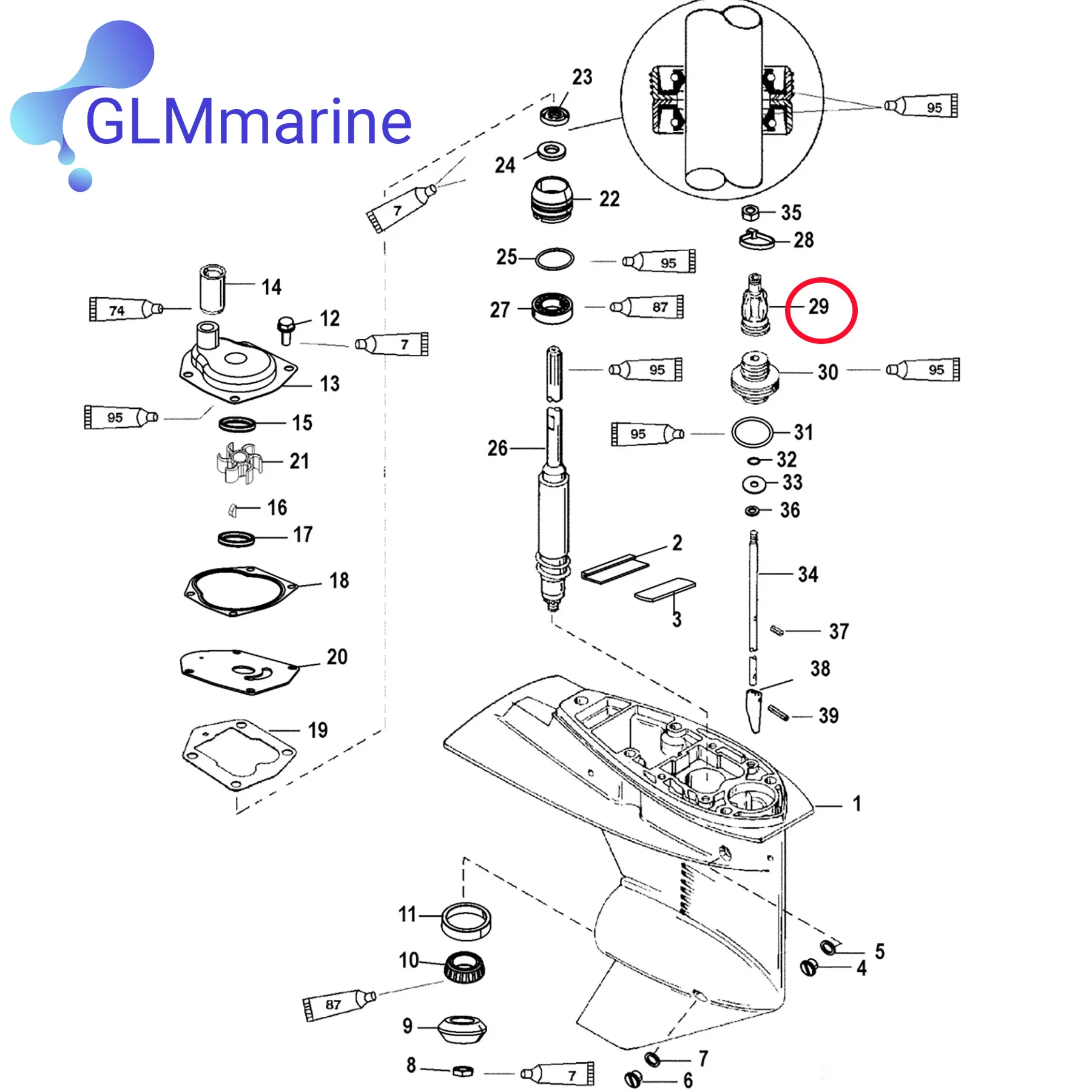 822158 Lower Unit Boot Shift Rod Protector Fits Mercury Mariner 2/4 Stroke 25 30 40 45 50 HP Outboard Boat Motor Shift Rod Cap